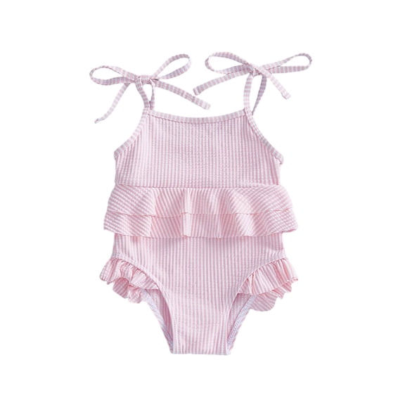 XAOFW Girl's One-Piece Swimsuits Lace Trim Sleeveless Square Collar Suspender Swimwear Holiday Vacation Beach Stylish Comfortable Bathing Suit