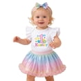 thumbnail image 1 of XAOFW Girl's Outfits Sets Easter Fly Sleeve Crewneck Bunny Egg Print Romper And Tutu Skirts With Headband Kids 3 Piece Outfits Outdoor Activities Soft Breathable Baby Clothes Sets, 1 of 7