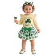 thumbnail image 1 of XAOFW Girl's Outfits Sets St Patrick's Day Long Sleeve Crewneck Floral Print Romper And Skirts Headbands Kids 3 Piece Outfits Party Night Fashionable Cozy Baby Clothes Sets, 1 of 9