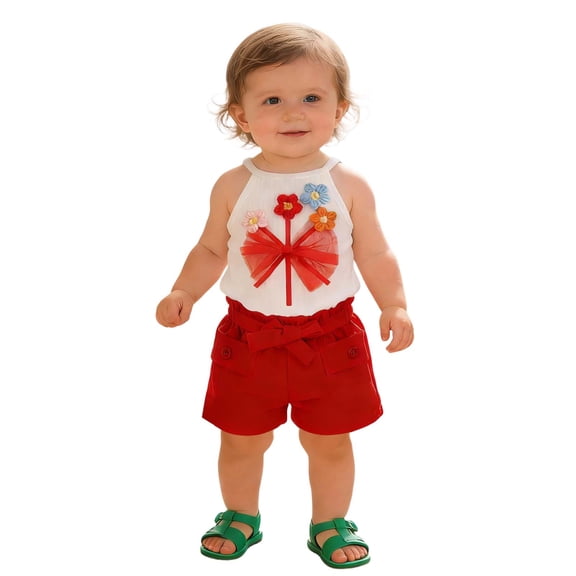 XAOFW Girl's Outfits Sets Summer Sleeveless Crew Neck Floral Print Vest And Skirt Outfit Everyday Wear Cute Set Party Night Stylish Cozy Clothes Sets