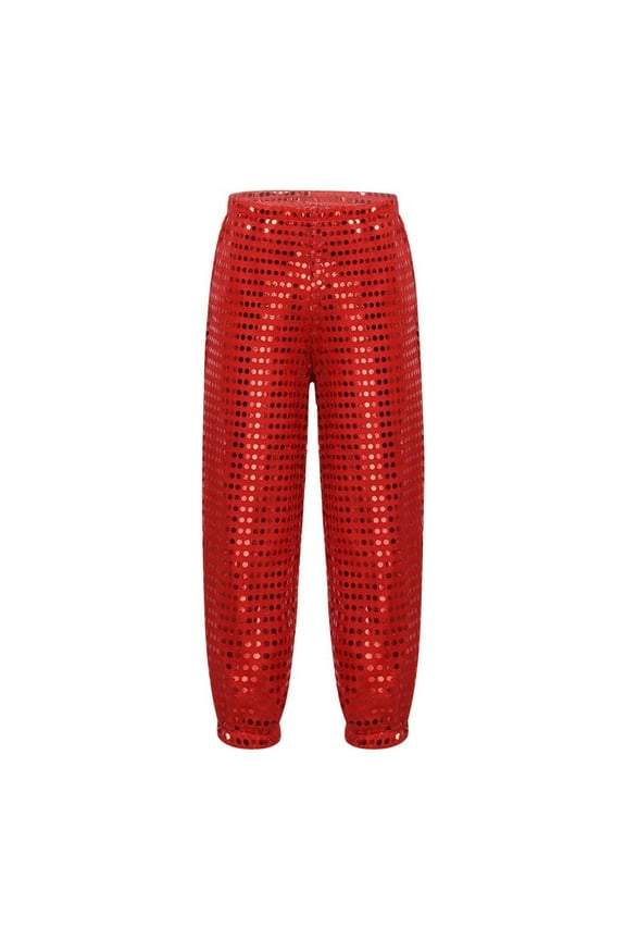 Girl's Pants Carnival Sparkly Elastic Waist Trousers Kids Dancewear Straight Leg Sequins Pant Outdoor Activities Soft Versatile Slacks