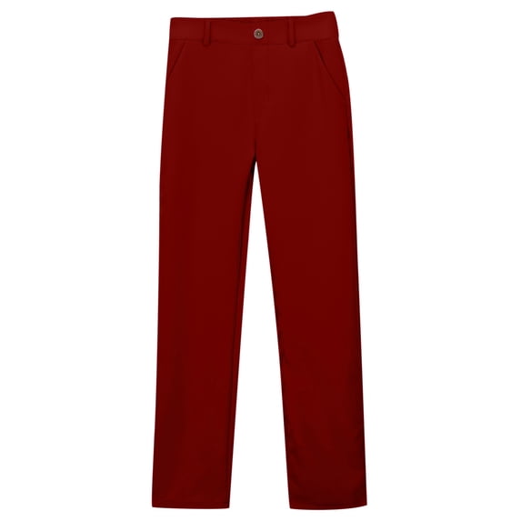 XAOFW Girl's Pants Solid Color Elastic Waist Kids High Stretchy Straight Leg Dress Trouser With Pockets Holiday Party Soft Comfortable Pant