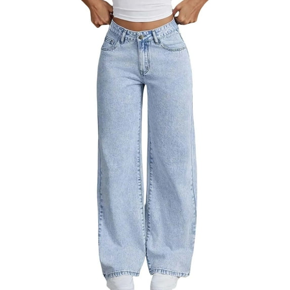 XAOFW Girl's Pants Solid Color High Waisted Kids Bow Embroidery Fashionable Denim Trousers Everyday Wear Comfort Fit Straight Leg Jeans Home Lounging Versatile Soft Children Pant