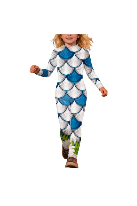 Girl's Rompers Long Sleeve Crewneck Sequin Scale Print Playwear Fashion Jumpsuit Holiday Vacation Versatile Stylish Children Romper