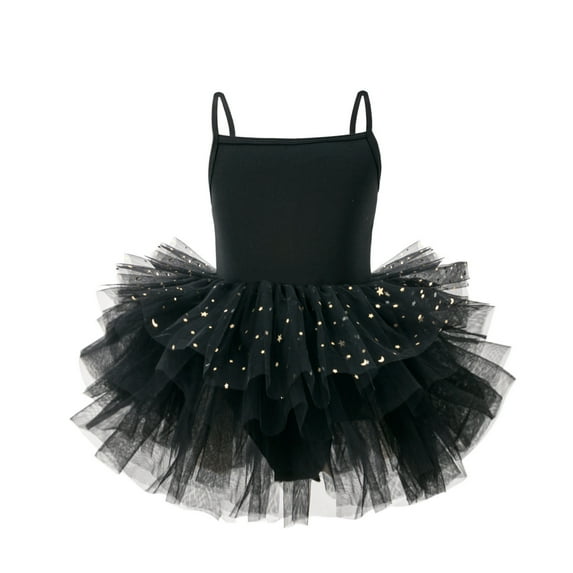 XAOFW Girl's Summer Dresses Carnival Sleeveless Crewneck Sparkly Star Sequins Kids Spaghetti Strap Cami Dress Party Night Soft Breathable Children Sundress