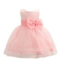 thumbnail image 1 of XAOFW Girl's Summer Dresses Solid Color Sleeveless Crewneck Bowknot Kids Fashion Dancewear Dress Party Night Stylish Comfortable Toddler Sundress, 1 of 8