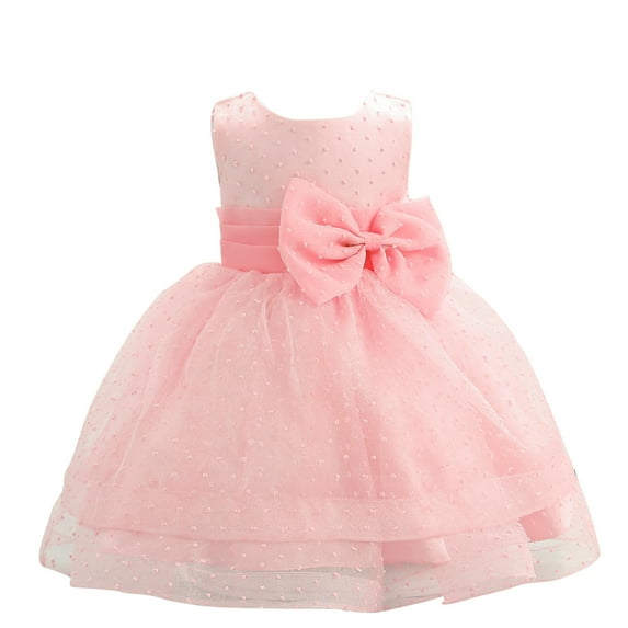 XAOFW Girl's Summer Dresses Solid Color Sleeveless Crewneck Bowknot Kids Fashion Dancewear Dress Party Night Stylish Comfortable Toddler Sundress