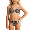 thumbnail image 1 of XAOFW Girl's Swimsuit Sets Leopard Print Sleeveless V Neck Top And Bottom Bikini Swimsuits Two Piece Swimwear Holiday Vacation Beach Stylish Comfortable Bathing Suit, 1 of 9
