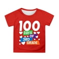 thumbnail image 1 of XAOFW Girl's T-Shirts 100 Days Of School Graphic Short Sleeve Crewneck T Shirt Playwear Fashionable Tee Shirt Club Party Soft Breathable Tops, 1 of 4