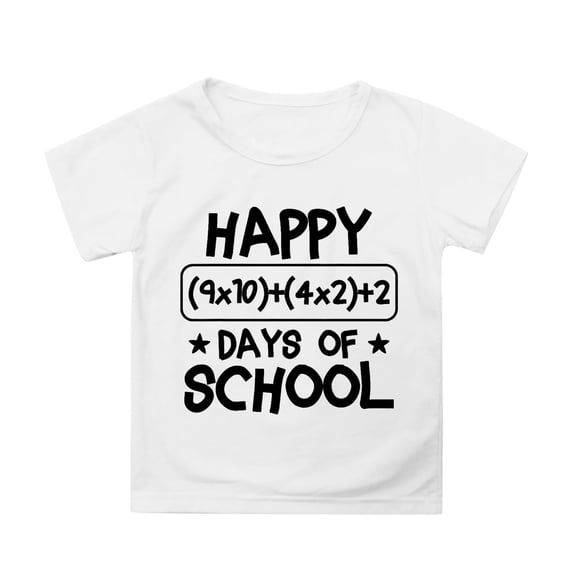 XAOFW Girl's T-Shirts 100 Days Of School Print Short Sleeve Crewneck T Shirt Everyday School Wear Loose Fit Tee Shirt Club Party Soft Breathable Tops