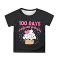 thumbnail image 1 of XAOFW Girl's T-Shirts 100 Days Of School Print Short Sleeve Crewneck T Shirt Playwear Casual Tee Shirt Holiday Vacation Soft Breathable Top, 1 of 4
