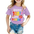 thumbnail image 1 of XAOFW Girl's T-Shirts 100 Days Of School Cartoon Print Short Sleeve Crewneck Tee Shirt Back To School Season Loose Fit T Shirt Club Party Soft Breathable Tops, 1 of 4