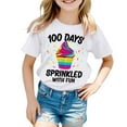 thumbnail image 1 of XAOFW Girl's T-Shirts 100 Days Of School Cartoon Print Short Sleeve Crewneck Tee Shirt Everyday Wear Fashionable T Shirt Outdoor Activities Stylish Cozy Tops, 1 of 4