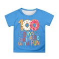thumbnail image 1 of XAOFW Girl's T-Shirts 100 Days Of School Print Short Sleeve Crewneck T Shirt Back To School Season Loose Fit Tee Shirt Club Party Soft Breathable Tops, 1 of 3