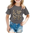 thumbnail image 1 of XAOFW Girl's T-Shirts Short Sleeve Crewneck Leopard Letter Print Kids Graphic T Shirts Leisure Wear Comfort Fit Tee Shirts Party Night Cozy Breathable Children Top, 1 of 3