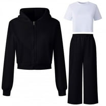 XAOFW Girls 2 Piece Hooded Tracksuit Soft Comfy Athletic Outfit With Long Sleeve Top And Pants For Play And Casual Wear