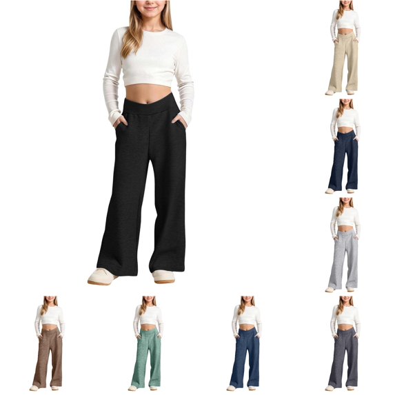 XAOFW Girls Back To School Casual Pants For Toddlers Kids Lightweight Wide Leg Jogger Trousers For Everyday Play And Sports Comfortable Bottom 14-15 Years