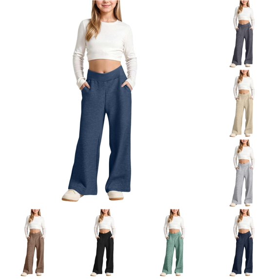 XAOFW Girls Back To School Casual Pants For Toddlers Kids Lightweight Wide Leg Jogger Trousers For Everyday Play And Sports Comfortable Bottoms 14-15 Years