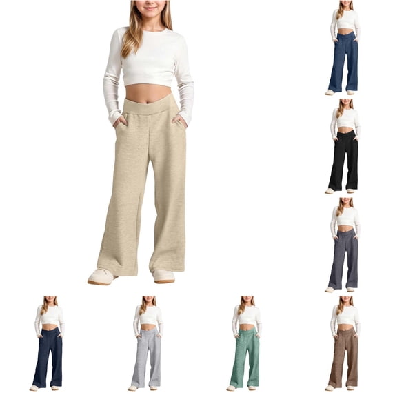 XAOFW Girls Back To School Casual Pants For Toddlers Kids Lightweight Wide Leg Jogger Trousers For Everyday Play And Sports Stylish Bottoms 4-5 Years