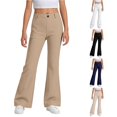 thumbnail image 1 of XAOFW Girls Back To School Flared Dress Pants Solid Color Stretchy Wide Leg Trousers For Casual Daily Wear Comfortable Bottoms 9-10 Years, 1 of 6