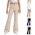 thumbnail image 1 of XAOFW Girls Back To School Flared Dress Pants Solid Color Stretchy Wide Leg Trousers For Casual Daily Wear Soft Bottoms 5-6 Years, 1 of 5