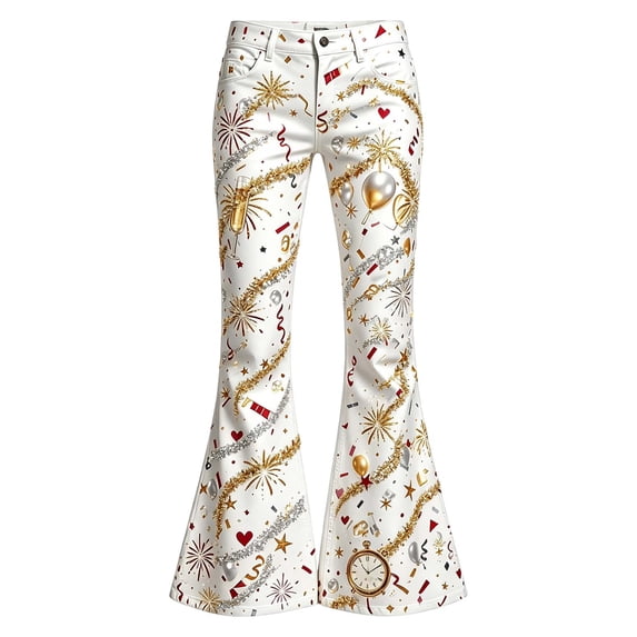 XAOFW Girls Back To School Flared Pants With Cartoon Print High Waist Slim Fit Wide Leg Trouser For Daily Wear Stylish Bottom 15-16 Years