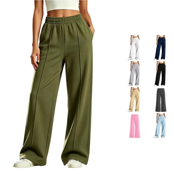 XAOFW Girls Back To School Pants Elastic Waist Baggy Wide Leg Sweatpants Uniform Pants For Girls Kids Trendy Bottom 5-6 Years