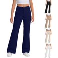 thumbnail image 1 of XAOFW Girls Back To School Pants Elastic Waist Loose Fit Wide Leg Trousers Uniform Pants For Girls Kids Comfortable Bottom 5-6 Years, 1 of 6