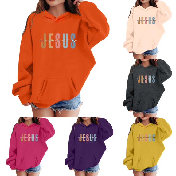 XAOFW Girls Boys Hoodies Long Sleeve Letter Print Hooded Sweatshirt Graphic Hoody Kids Cute Pullovers With Pocket Breathable Top 5-6 Years