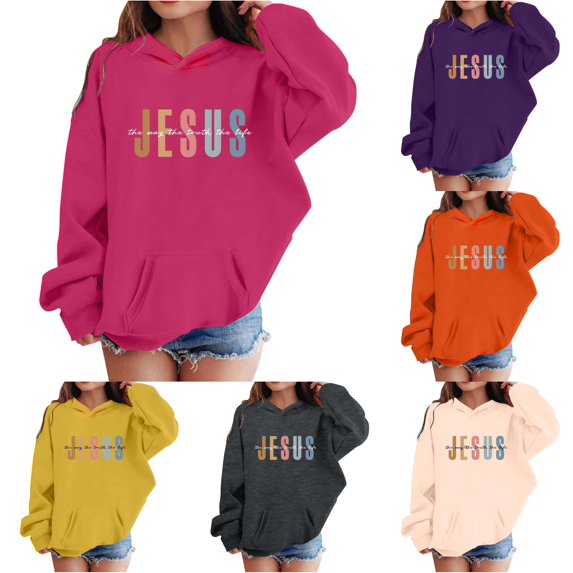 XAOFW Girls Boys Hoodies Long Sleeve Letter Print Hooded Sweatshirt Graphic Hoody Kids Cute Pullovers With Pocket Comfortable Tops 7-8 Years