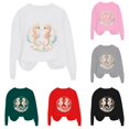 thumbnail image 1 of XAOFW Girls Boys Marine Animal Print Long Sleeved Round Neck Sweatshirts Loose Fit Casual Pullover For Toddler Kids Stylish Tops 4-5 Years, 1 of 4