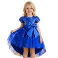 thumbnail image 1 of XAOFW Girls Dress Bow Tutu Glitter Sequin Puff Sleeve Crew Neck Ball Gown Comfort Stylish Club Party, 1 of 9