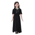 thumbnail image 1 of XAOFW Girls Dress Elegant Half Sleeve Maxi Attire V-Neck Solid Color Soft Breathable Party Night Dresses, 1 of 7