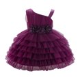 thumbnail image 1 of XAOFW Girls Dresses Layered Ruffle Baby Toddler Kids Celebration Outfit Elegant Fancy Attire Ball Gown Sleeveless Slash Neck Breathable Comfortable Casual Daily Wear Sundress, 1 of 4