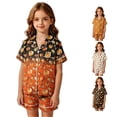 thumbnail image 1 of XAOFW Girls Halloween Pajamas Pumpkin Printed Short Sleeve Button Down Shirts Shorts Toddler Kids Fall Winter Soft Cute Sleepwear 2-3 Years, 1 of 5