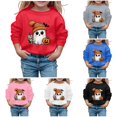 thumbnail image 1 of XAOFW Girls Halloween Sweatshirt Cute Ghost Print Long Sleeve Round Neck Hoodless Sweatshirts Loose Fit Fashion Pullover Trendy Tops 11-12 Years, 1 of 4