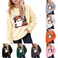 thumbnail image 1 of XAOFW Girls Halloween Sweatshirt Pumpkin Ghost Print Long Sleeve Crew Neck Sweatshirts Autumn Winter Cozy Graphic Pullover For Toddler Kids Comfortable Tops 2-3 Years, 1 of 4
