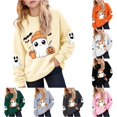 thumbnail image 1 of XAOFW Girls Halloween Sweatshirt Pumpkin Ghost Printed Long Sleeve Crew Neck Sweatshirts Autumn Winter Cozy Graphic Pullover For Toddler Kids Stylish Tops 2-3 Years, 1 of 4