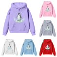 thumbnail image 1 of XAOFW Girls Hoodies Long Sleeved Marine Animal Printed Hooded Sweatshirts Kids Soft Cozy Casual Winter Wear Pullover Comfortable Top 6-7 Years, 1 of 4