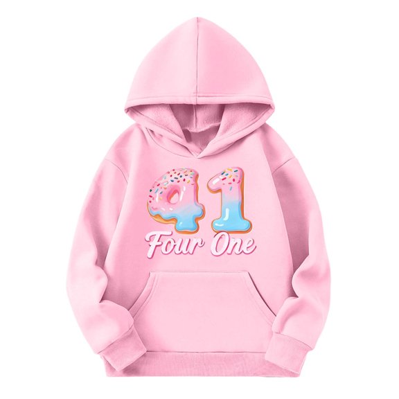 XAOFW Girls' Hoodies Sweatshirts 41 Number Print Casual Pullover Thermal Streetwear Hoodie Long Sleeve Hooded Sweatshirt With Pocket Soft Breathable Holiday Vacation Top