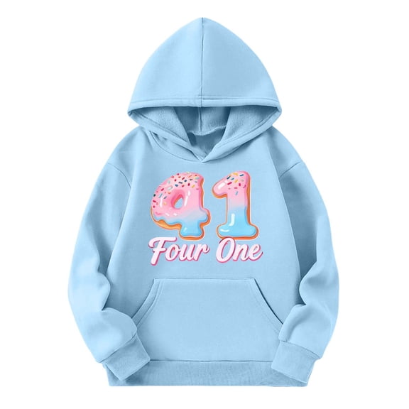 XAOFW Girls' Hoodies Sweatshirts 41 Number Print Casual Pullover Thermal Streetwear Hoodie Long Sleeve Hooded Sweatshirt With Pocket Trendy Cozy Family Gathering Top