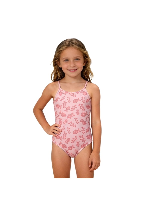 Girls One-Piece Swimsuits With Floral Cartoon Prints Summer Swimwears For Kids Toddler Swimming Training Comfortable Bathing Suit