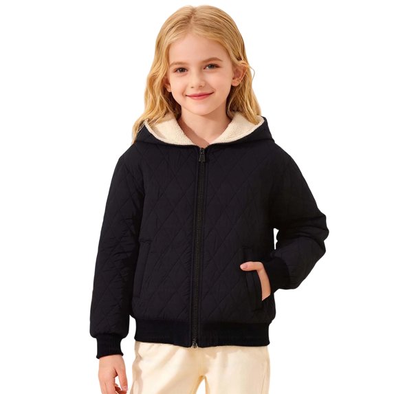 XAOFW Girls Outerwear Coats Jacket Child Boys Windproof Hooded Fuzzy Plaid Kids Warm Long Sleeve Solid Color Stylish Roomy Leisure Outdoor Activities Hoodies