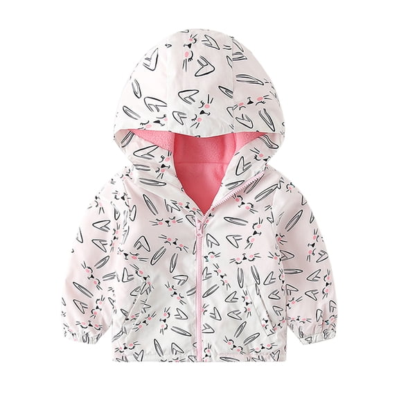 XAOFW Girls Outerwear Coats Jacket Winter Fuzzy Plush Trench Print Pattern Windproof Thickened Warm Thermal Rain Cold Weather Long Sleeve Hood Soft Cozy Casual Daily Wear Clothing