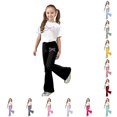 thumbnail image 1 of XAOFW Girls Outfits Short Sleeve Bowknot Graphic Tees Flared Pants Kids Girls Summer Autumn Cute Clothes Sets 9-10 Years, 1 of 5