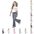 thumbnail image 1 of XAOFW Girls Outfits Short Sleeve Bowknot Graphic Tees Flared Pants Kids Girls Summer Autumn Cute Clothes Sets 9-10 Years, 1 of 5