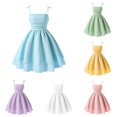 thumbnail image 1 of XAOFW Girls Party Dresses Sleeveless Square Collar Solid Color Summer Casual Formal Wear Spaghetti Strap Dress For Toddler Kids Comfortable Sundress 13-14 Years, 1 of 6