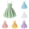 thumbnail image 1 of XAOFW Girls Party Dresses Sleeveless Square Collar Solid Color Summer Casual Formal Wear Spaghetti Strap Dress For Toddler Kids Trendy Sundress 13-14 Years, 1 of 6