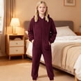 thumbnail image 1 of XAOFW Girls Romper Long Sleeve Zip Up Fuzzy Thickened Pajama Cozy Lined Jumpsuit Toddler Kids Fall Winter Casual Soft Cozy Onesie, 1 of 7