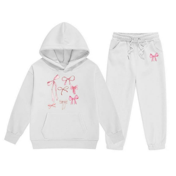 XAOFW Girls Set Children'S Letter Print Sweatshirt Pants Two Piece Everyday Long Sleeve Hood Comfortable Breathable Daily Lounging Outfits
